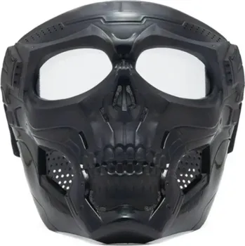 Motocyklové brýle Motocyklová maska s motivem lebky 18 x 18,5 cm Černá ochranná maska s čirým PC sklem ABS materiál Motorkářská výbava na helmu