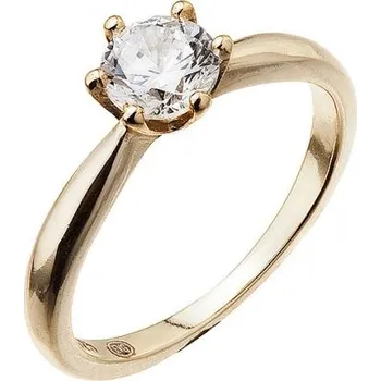 Prsten Pozlacený stříbrný prsten s jemným zirkonem 15014.1 60