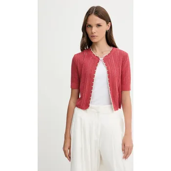 Dámský svetr Bavlněný kardigan United Colors of Benetton dámský, růžová barva, 1594E501Z 38X, vel. S