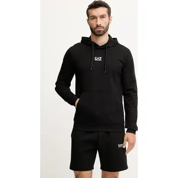 Pánská mikina Bavlněná mikina EA7 Emporio Armani pánská, černá barva, s kapucí, s potiskem, 8NPM32.PJVRZ 99X, vel. L