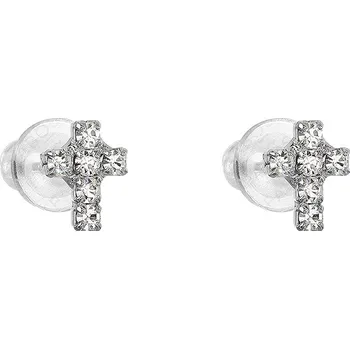 Náušnice Náušnice křížek mini bílý krystal