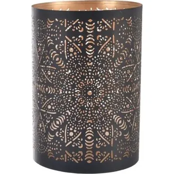 Svícen INDECOR Mandala Svícen 13 x 13 x 22 cm, kov, černý/zlatý INDECOR X14025