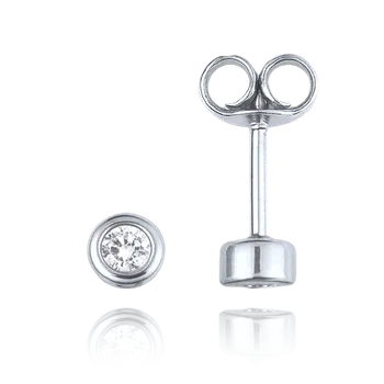 Náušnice Olivie MINET Elegantní zlaté náušnice z bílého zlata s bílými zirkony Au 585/1000