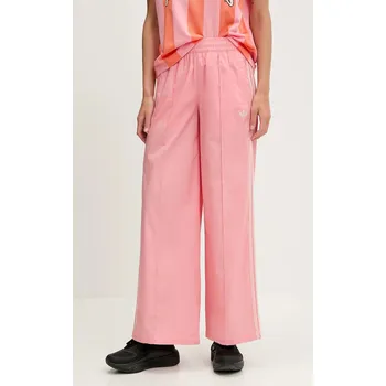 Dámské kalhoty Kalhoty adidas Originals Wideleg Pant dámské, růžová barva, high waist, KC0676 30X, vel. XXS