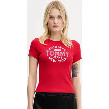 Pánské oblečení Tričko Tommy Jeans DW0DW21421 červená 33X, vel. M