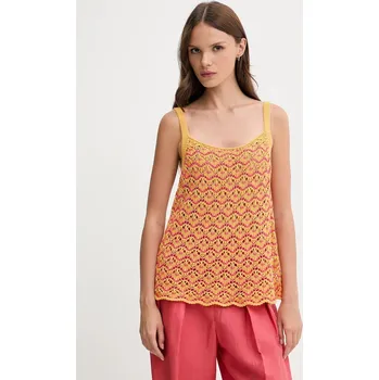 Bavlněný top United Colors of Benetton oranžová barva, 1498EH01D 20X, vel. XS