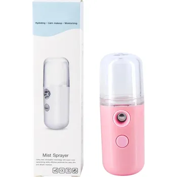 Vzduchotechnika Mini USB nano rozprašovač 30 ml 10 x 3,7 cm Přenosný zvlhčovač pleti Atomizér na obličej Hydratační mlha Cestovní sprej růžová