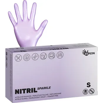 Pracovní rukavice ESPEON Nitrilové rukavice NITRIL SPARKLE 100 ks, nepudrované, perleťově fialové, 4.0 g Velikost: S