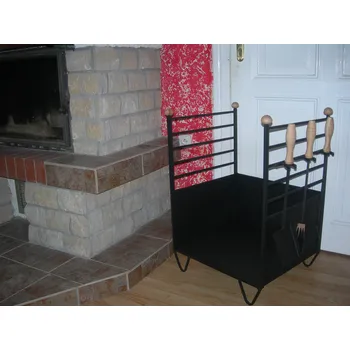 Koš na dřevo velký hranatý II včetně nářadí - černý