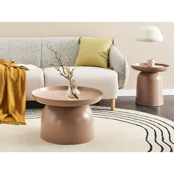 Obývací pokoj Konferenční stolek taupe kovová kulatá geometrická forma Akcentní kus Beliani