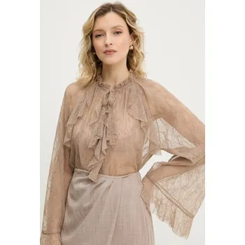 Dámská halenka Halenka Answear.LAB dámská, hnědá barva, hladká 93210.iak 84X, vel. S