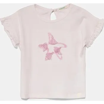 Kojenecké tričko United Colors of Benetton růžová barva, 3I1XA106C 3I1XA106C.G.W.Seasonal 03X, vel. 62