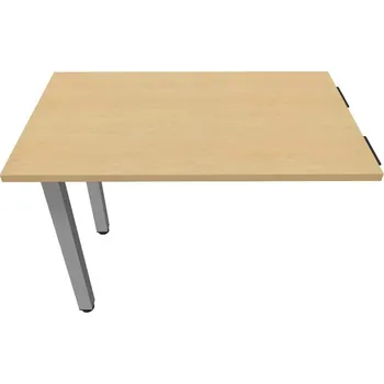 Psací stůl Přídavná stolová deska, obdélník, barva javor, š x h: 1000 x 600 mm, podnoží sloupové hranaté stříbrné