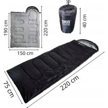 Spacák BASS Spací pytel mumie 2v1, černý, spojitelný s druhým spacákem, 220x75/150 cm (BH 41990)