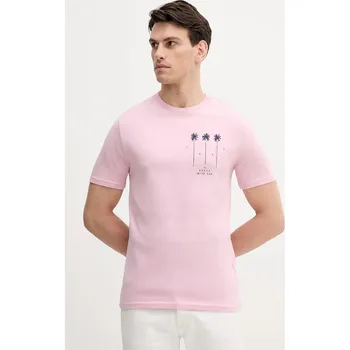 Pánské tričko Bavlněné tričko United Colors of Benetton 3BL0U10AF růžová 03X, vel. M