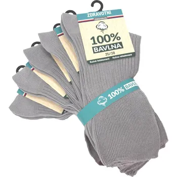 Dámské ponožky 100% bavlna klasické dámské 100% bavlněné jednobarevné žebrované zdravotní ponožky mix15 35-38