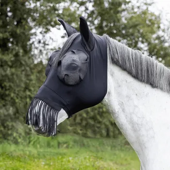 Koňská maska proti hmyzu BUSSE Maska proti hmyzu Twin Fit Flexi Fransen BUSSE, s ochranou uší a třásněmi, černá COB