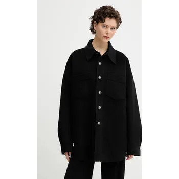 Dámská casual bunda Vlněná košilová bunda Nanushka MARTIN NM24CROW01899 černá 99X, vel. M