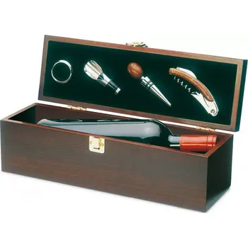 Žertovný předmět Elegantní dřevěný obal na víno- 4 nástroje v setu k vínu