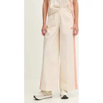 Dámské kalhoty Kalhoty adidas Originals Wideleg Pant dámské, béžová barva, high waist, KC0675 01X, vel. XL