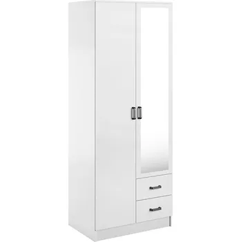 Šatní skříň Skříň se zrcadlem 2D2S bílá Kami