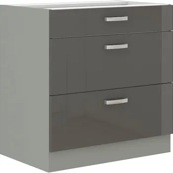 Kuchyňská skříňka Stolarz Lempert Dolní kuchyňská skřínka NATALI 80 D 3S BB PREMIUM BOX Zvolte barevné provedení: Grey / šedý lesk