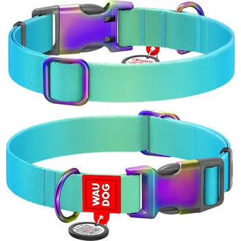 Obojek pro psa WAUDOG obojek nylon Gradient modro-zelený QR (XL/37-58cm/2,5cm)