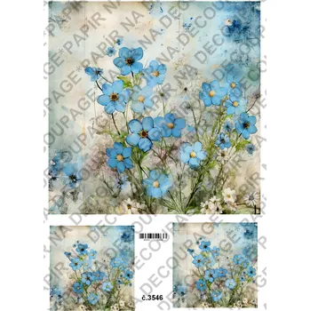 Umělecký papír Rýžový a soft papír na decoupage - Pomněnky- KB03546 Materiál: Soft, Rozměr: A4