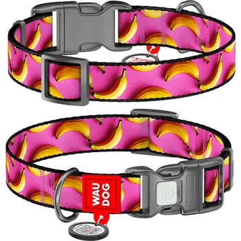 Obojek pro psa WAUDOG obojek nylon Banány QR (S/25-35cm/1,5cm)