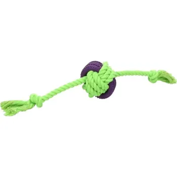 Hračka pro psa Hračka FLAMINGO bavlna - Gropa míč na provazu s gumou 40x8,6x8cm