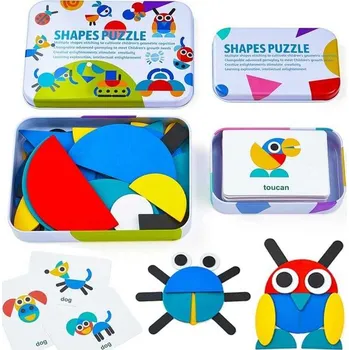 Dřevěné puzzle a kartičky v krabičce