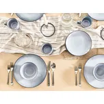 Sada 8 talířů světle modrá kamenina kaolinová reaktivní glazura ruční výroba kuchyně jídelna Beliani