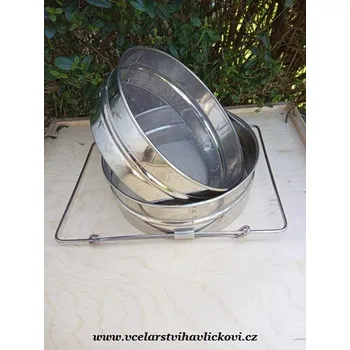 Cedník na med nerezový dvojitý rovný s nastavitelnými úchyty (Cezení medu)