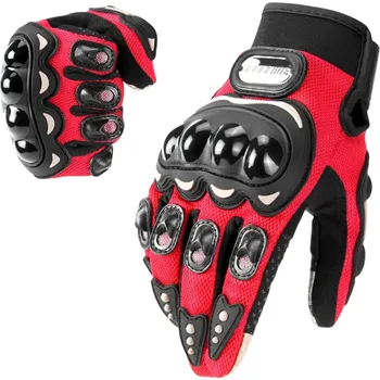 Moto oblečení Motocyklové sportovní rukavice s tvrdou ochranou kloubů dotykové závodní prodyšné rukavice na motorku a kolo s protiskluzovými hroty červená XXL