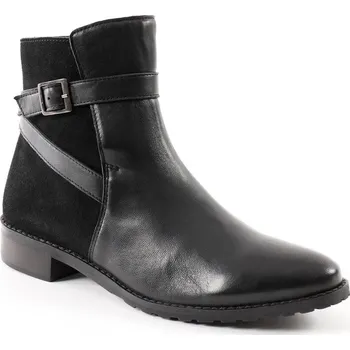 Dámská zimní obuv Kožené kotníkové boty s postranním zipem černá 36