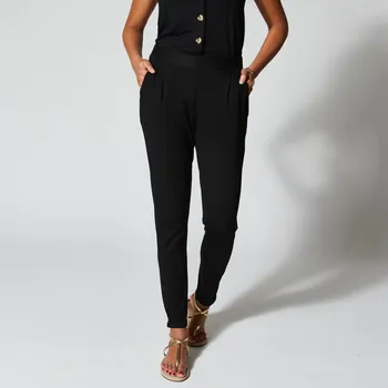 Dámská móda Úzké jednobarevné kalhoty ze vzdušného úpletu černá 46/48