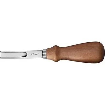 Ruční nástroj na kůži A8 mm Dlabací nástroj s dřevěnou rukojetí 15,5 cm Pro široké drážky, vedení švů a zdobení kůže