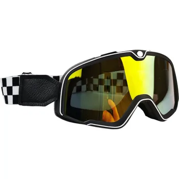 Motocyklové brýle Černé motocyklové brýle se žlutým PC sklem 20 x 9 cm UV ochrana Retro styl Brýle na motorku proti oslnění pro denní i noční jízdu