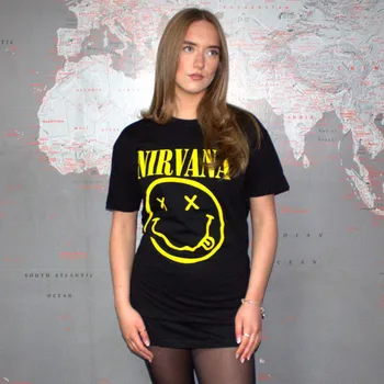 Dámské šaty šaty dámské Nirvana - Yellow Happy Face - ROCK OFF - XL
