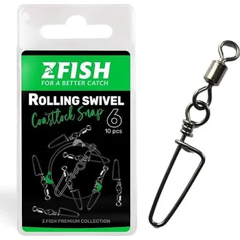 Zfish Rolling Swivel & Coastlock Snap, velikost 8, 2 × 10 ks