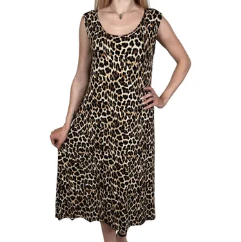 Fashion Dámské šaty s gepardím vzorem MAGDALENA Barva: Žlutá, Velikost: 2XL