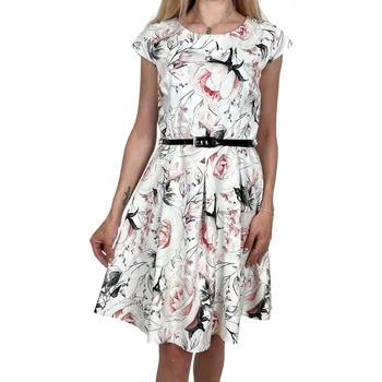 Dámské šaty LGM Dámské bílé společenské šaty MAGDA Barva: Bílá, Velikost: XL