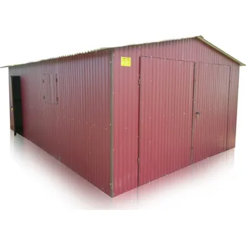 Přístřešek na auto Garáž 4 x 6 m sedlová střecha - vínová