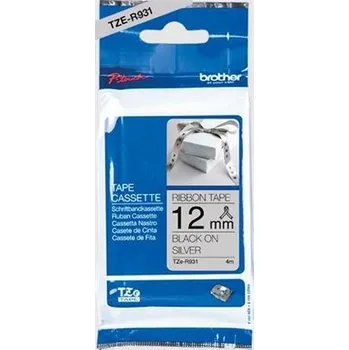 Pásek do tiskárny Brother - TZe-R931 stříbrná / černá (12mm, 4m, textilní)