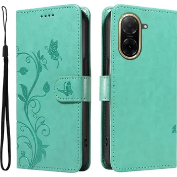 Pouzdro na mobilní telefon Flowers knížkové pouzdro na Xiaomi Redmi A5 (173.45x79.35x8.45mm) - modrozelené