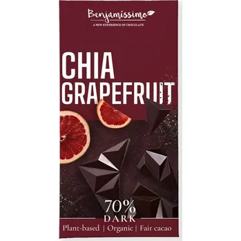 Čokoláda Čokoláda tmavá chia-grapefruit 60 g BIO BENJAMÍSSIMO