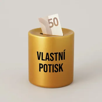 Žertovný předmět Zlatá keramická pokladnička - produkt s vlastním potiskem