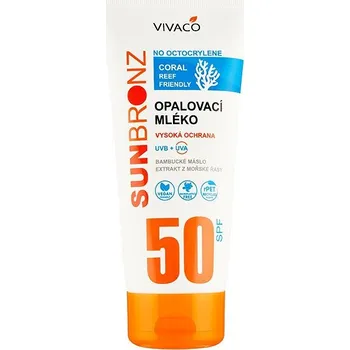 Přípravek na opalování VIVACO Sun Bronz Opalovací mléko bez octocrylenu SPF 50 Coral Friendly 200 ml