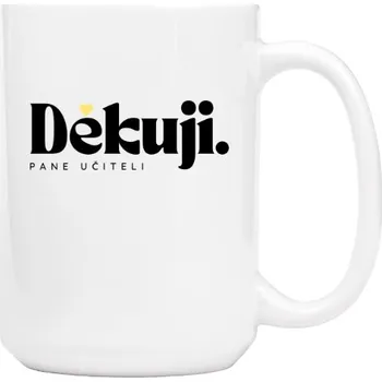 Hrnek velký s potiskem Děkuji pane učiteli žluté srdíčko