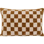Atmosphera Tuftovaný polštář s kostkovaným vzorem, 38 × 58 cm, hnědé